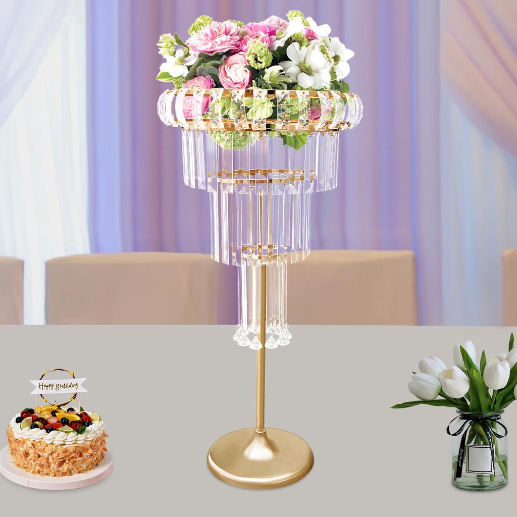 4-Tier Crystal Flower Stand, Modern Tiered Display Rack-24cm Base & Rounded Edges-Luxury Decorative Stand for Gardens/Balconies