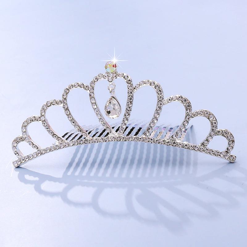 Crown Tiara Children's Princess Rhinestone Crown Hair Comb, Little Girl Birthday Gift Baby Hair Accessories Comb Accessories