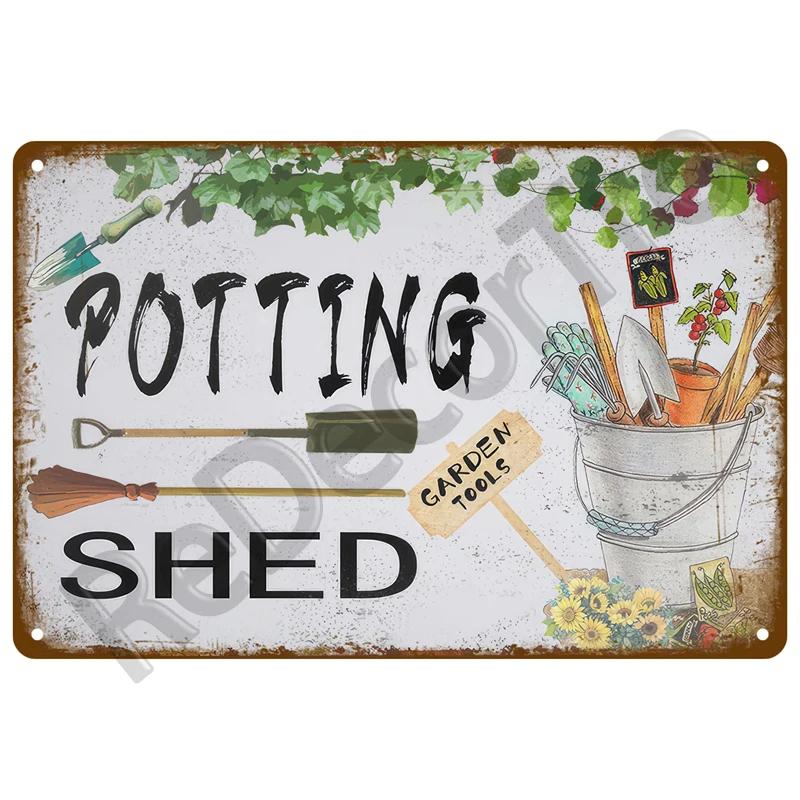 Retro Sign Home For Garden Outdoor Gardening Flowers Vintage Metal Sign Funny Plants Wall Decor Home Sweet Tin Sign Farm Birds