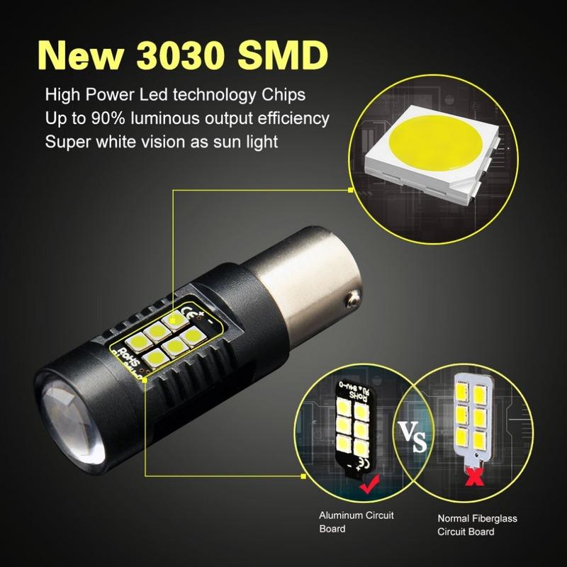 10pcs 1156 BA15S P21W 1157 P21/5W BAY15D BAU15S PY21W LED Car Tail Bulb Brake Reverse Lights Daytime Running Turn Signal Light
