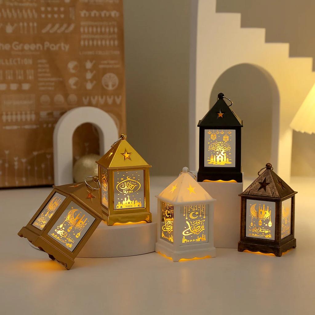 2025 EID Mubarak Wind Lantern Ornaments Ramadan LED Portable Lamp Eid Al Adha Gifts Muslim Gurbang Ramadan Decoration for Home
