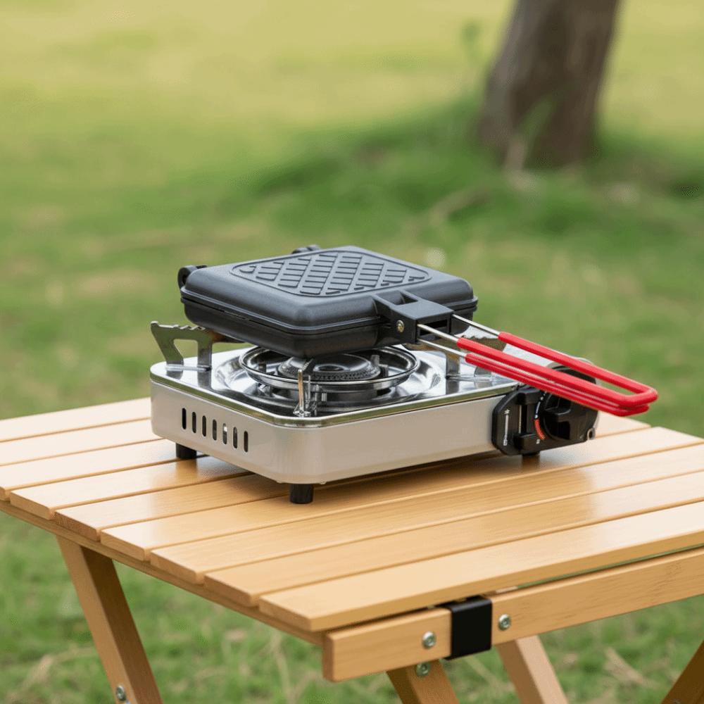 Double-Sided Outdoor Folding Sandwich Grill Pan Non-Stick Detachable Sandwich Maker Heat-resistant Breakfast Machine Camping