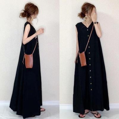 2020 Sommer Japanischer Kunststil Damen Locker V-Ausschnitt Kleid