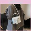 Woven Texture Pu Leather Box Bag For Women With Stitching Detail And Smartphone Pocket For Casual Daily Use