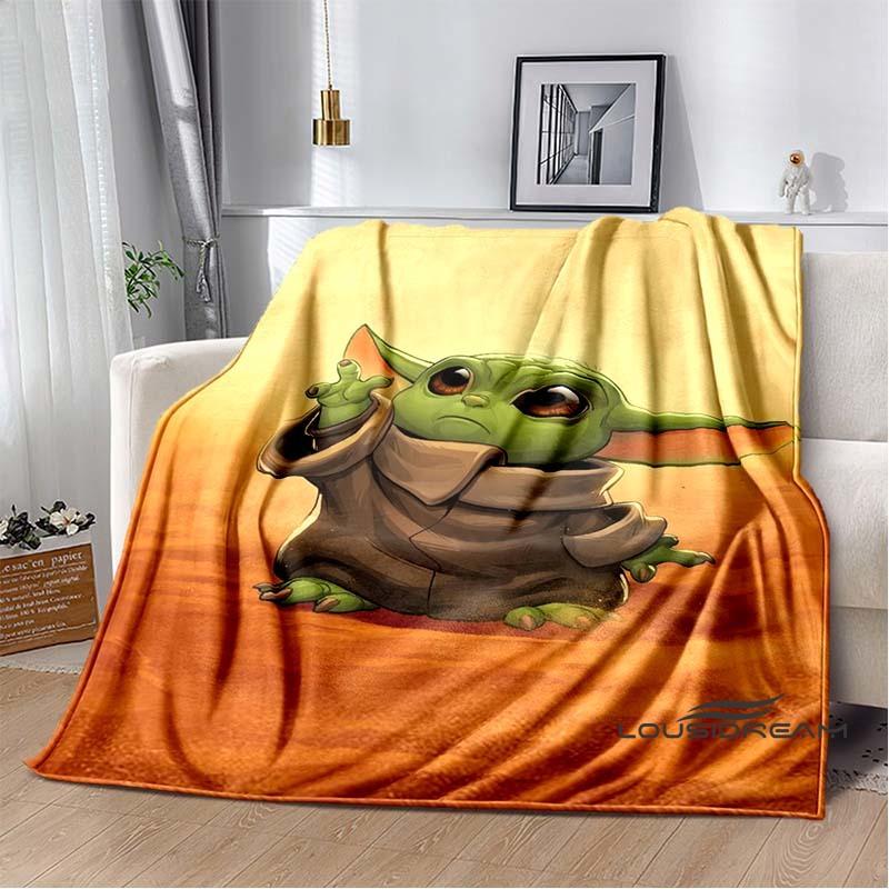 Kawaii Yoda Flannel Blanket Is Soft and Warm, Suitable for Bedrooms, Living Rooms, Bedside Tables, Travel, Picnics, and Other