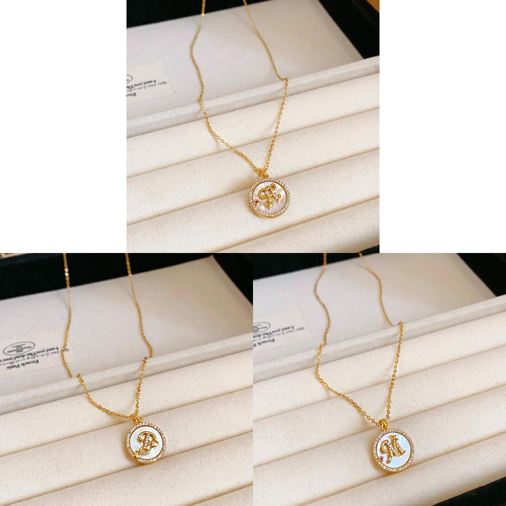 Simple Gold Zircon Letter Pendant Necklace For Women And Casual Wear