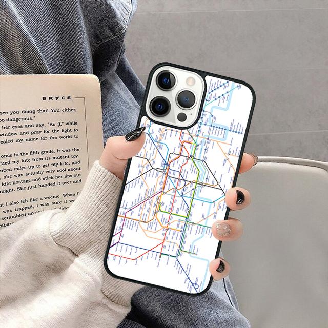 

Чехол для телефона с картой лондонского метро для iPhone 17 Air 16 16e 15 13 14 11 12 Pro Max Plus coque fundas Shell iPhone 15