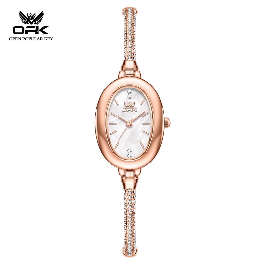OPK Brand New Exquisite and Elegant Half Bracelet Small Oval Waterproof Women's Quartz Watch 6097