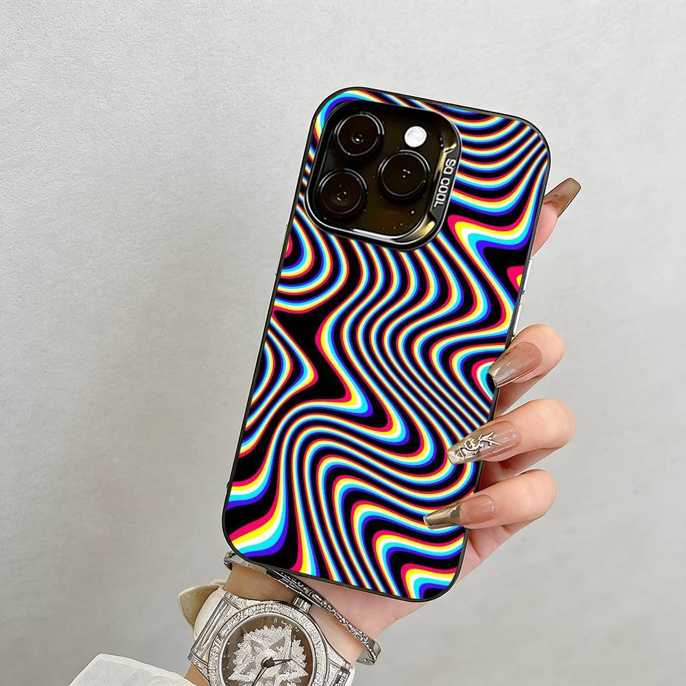 dizziness Phone Case For iPhone 17,16,15,14,13,12,11 Plus,Pro Max,XS,Colored Silver Plated Inside Cover
