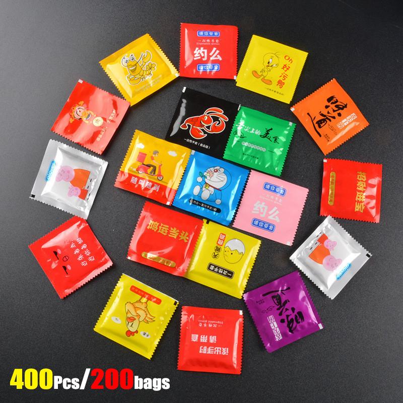 400 Adet/200 Torba Tek Kullanımlık PE Eldivenler Bireysel Paket Plastik Eldivenler Laboratuvar Gıda Sınıfı El Eldivenleri