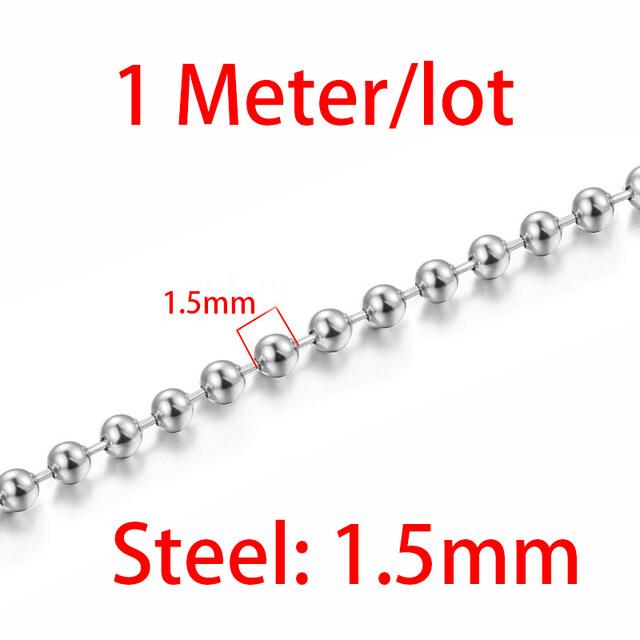 Custom Factory Supply Pvd Colorful 304 Stainless Steel Ball Bead Necklace Chain Waterproof Permanent Jewelry Making Accessory stainless steel