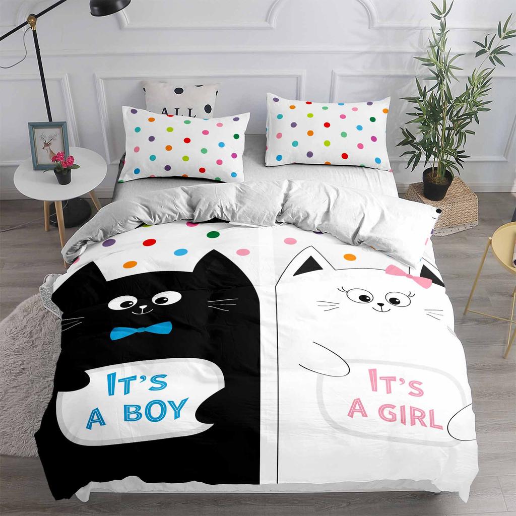 Cartoon Cat Bedding Set Adults Winter Duvet Cover Sets Kids,twin Full Queen King Bedroom Set Home Textile Housse De Couette