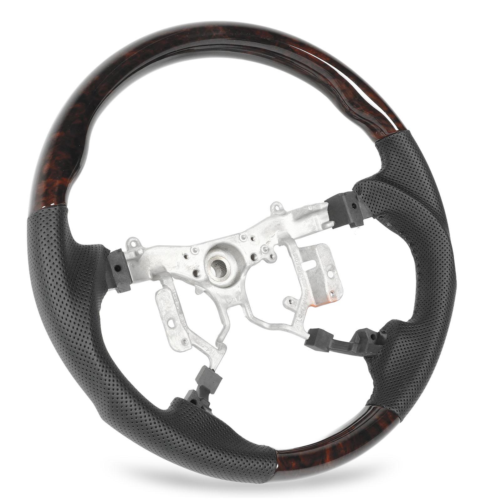 

Hydro Dip Steering Wheel Perforated Leather Replacement For Camry XV40 Highlander Previa 2007 to 2011 Wood Grain