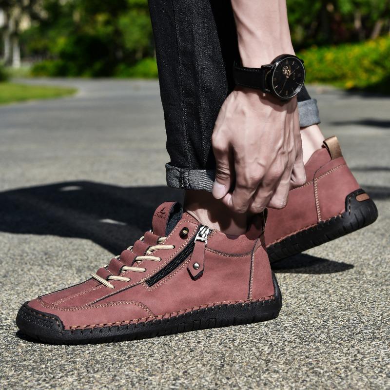 Autumn/Winter Men's Martin Boots, Mid- and Low-Top Casual Ankle Boots, British Style, Versatile Men's Casual Shoes with Side Zippers