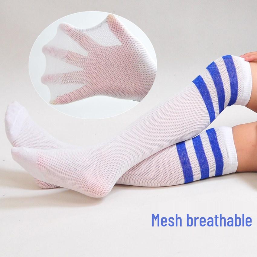 Children's Striped Mid-Calf School Uniform Socks - Football Performance High-Tops