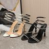 Fashion Liyke Summer Fashion Snake Twine Around Crystal Women Sandals Crystal Rhinestone High Heels Wedding Banquet Shoes Zapatos Mujer