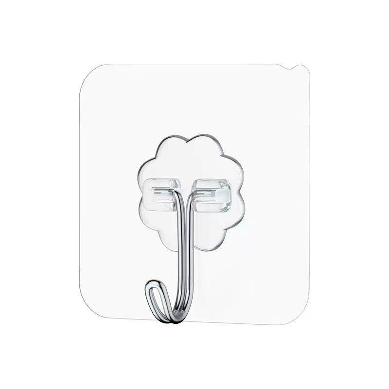 Strong Adhesive Hooks - No-Drill, Stainless Steel, No-Trace, Transparent Hooks for Kitchen/Bathroom Doors