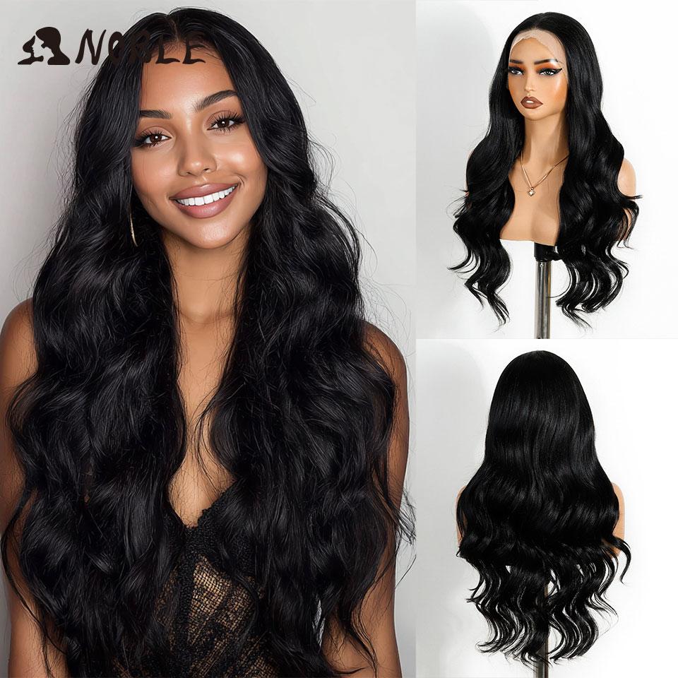 

Noble Synthetic Lace Front Wig HD Transparent 13X4 Lace Body Wav Wigs 28 Baby Hair Lace Frontal Wig Wave Lace Wig For Women Wig (as the picture,150%&26inches&Lace Front)