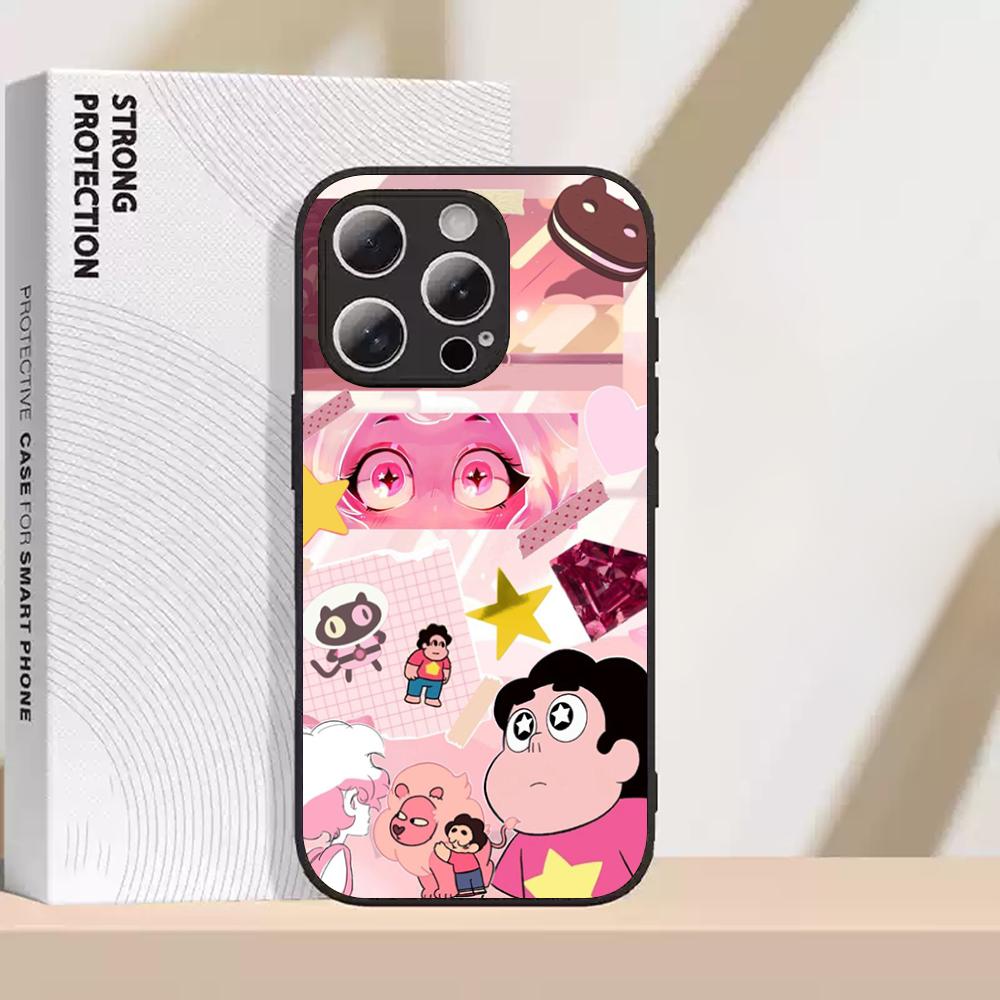 Steven classic cartoon cute universe design Phone Case For iPhone 16 15 14 13 12 11 Plus Pro Max Luxury Magsafe Sheepskin