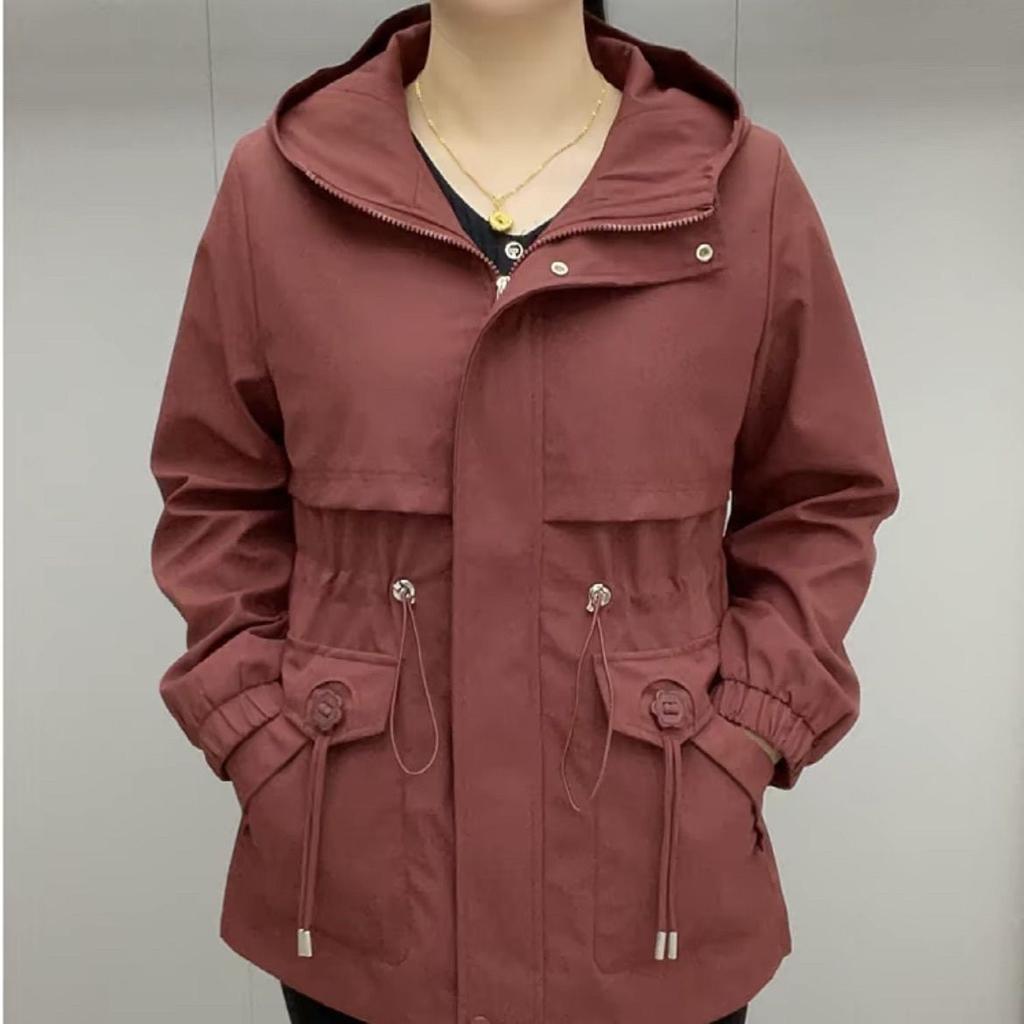 Women's Mid-length Windbreaker Spring, Autumn and Winter Thickened Loose Fashion Casual Hooded Jacket