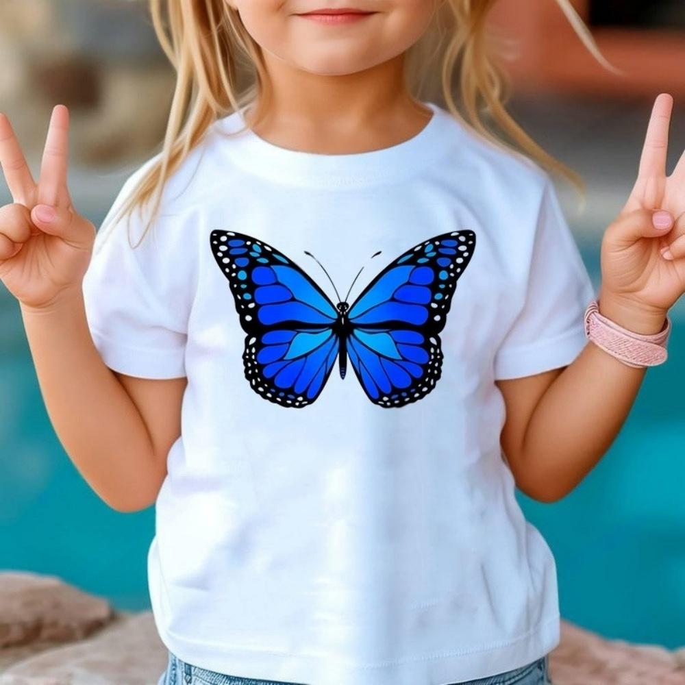 New 3D Butterfly Print Kids Girls T Shirt Summer Kids Clothes Short Sleeve Children Top Fashion T-Shirts Crew Neck Child T-Shirt