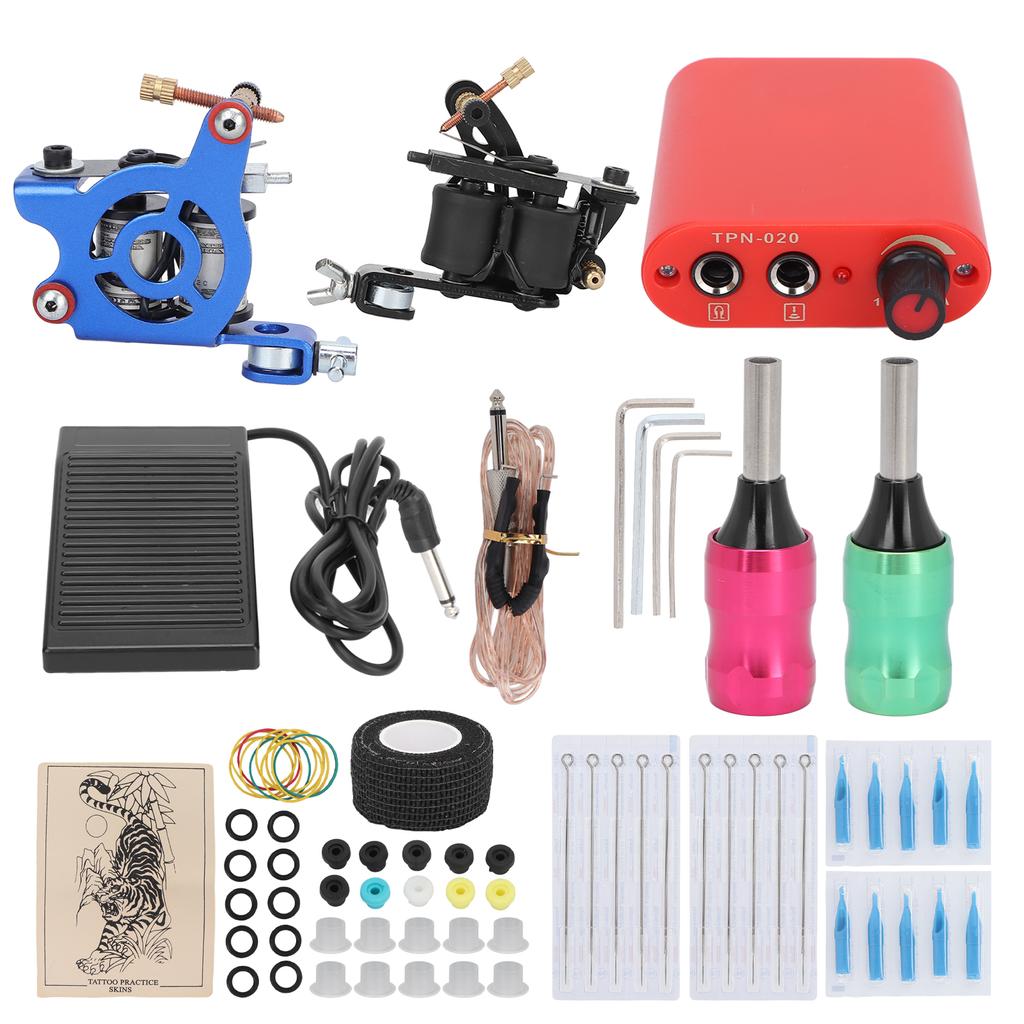 Komplettes Tattoo-Kit 10 Wrap Shader 8 Wrap Liner Spulenmaschinen-Kit für Tattoo-Künstler Anfänger