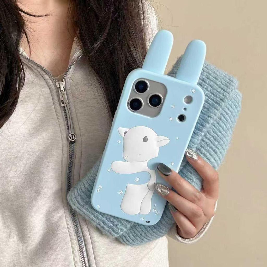 Retro Bunny Ear Sheep iPhone17/16/15/14/13 Pro Max Compatible Phone Case Cover.