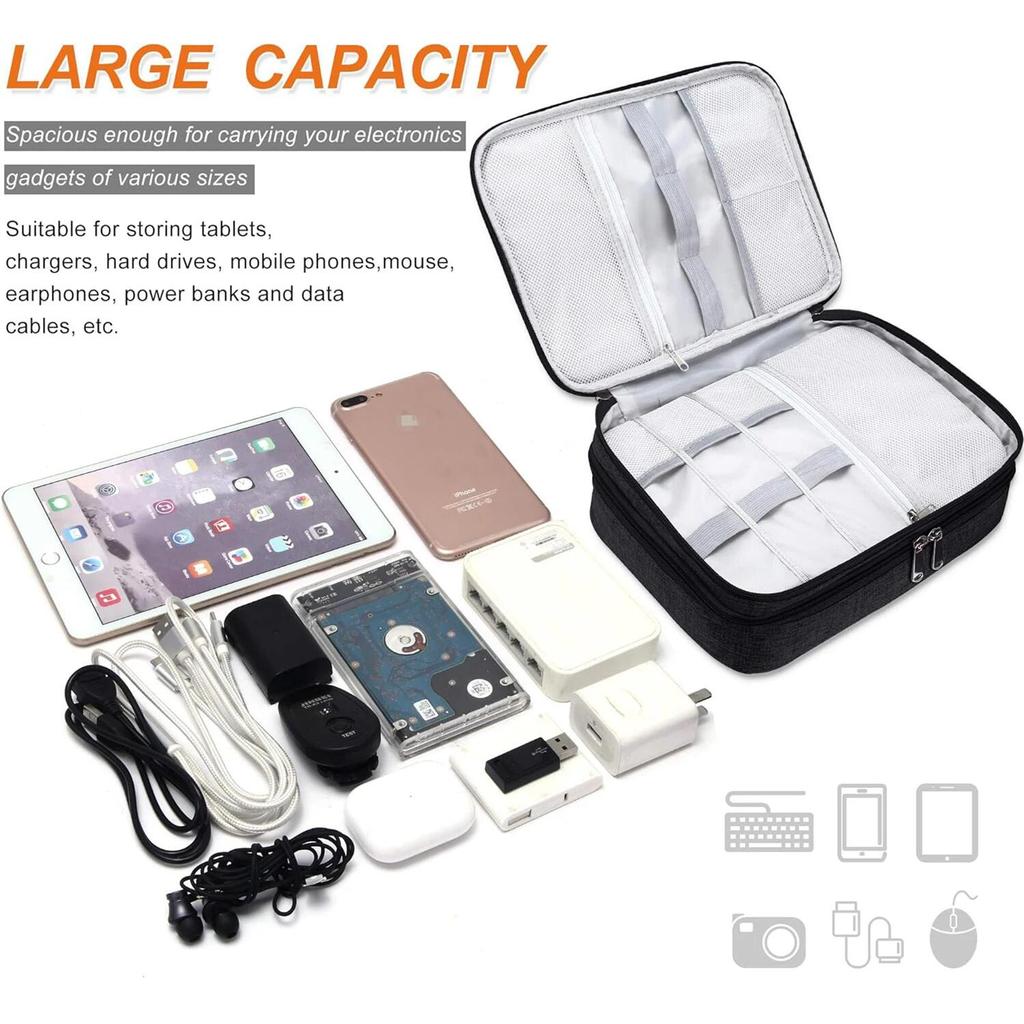 Multi Electronic Storage Bag USB Data Charge Cord Travel Cable Organizer Digital Waterproof Suitcase Double Layers Storage Bag