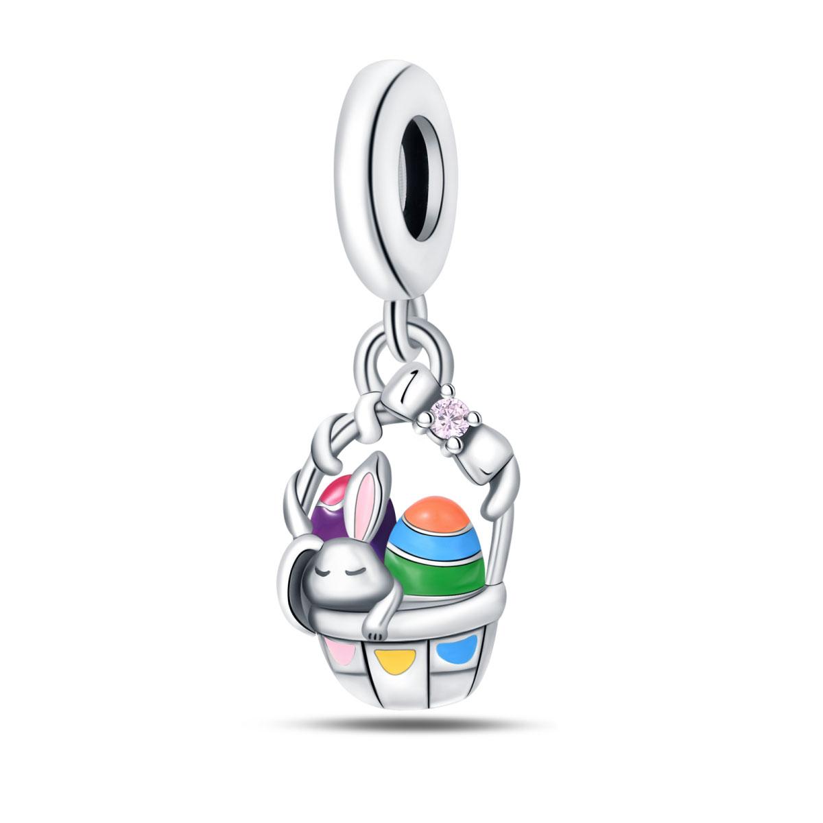 

Подвеска Шарм Бусина Медь Кролик Яйцо Корзина Бусины Подходят для Оригинального Браслета для Изготовления Ювелирных Изделий Подарок на День Святого Валентина