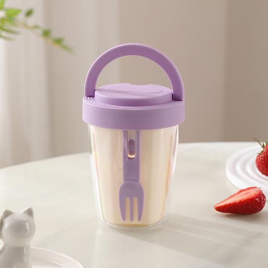 Salatbecher, 501–600 ml, lebensmittelecht, tragbar, auslaufsicheres Design, Salatglas mit Löffel, verbessertes Abflusssystem