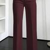 Women Suit Pants Button Zipper Trousers with Pockets Closure High Waist Long Solid Color Straight Wide