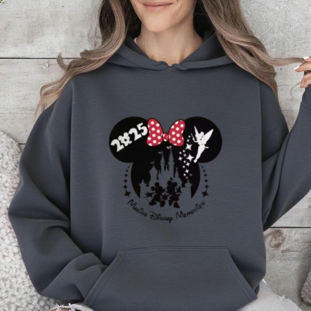 Disney Mickey and Minnie Family Vacation Print Multi-color Available Spring and Autumn Hoodie, Disney Journey Top for Girls