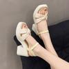 Korean version of fashionable versatile non-slip open-toe sandals women's 2025 spring and summer new thick-soled heightening cool slippers