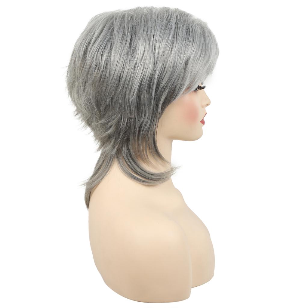 Wig High Temperature Silk Granny Grey Silver Short Hair European American Set Wigs