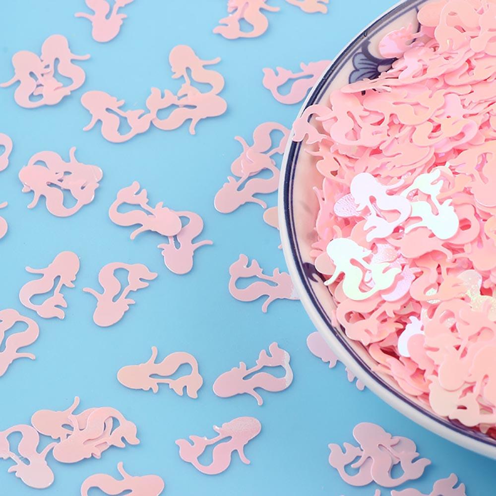 15 g/Packung Meerjungfrau-Konfetti mit 13 mm glänzenden Pailletten für Babyparty, Geburtstagsfeier, Tischstreuung, Handarbeitszubehör, DIY-Dekorationszubehör