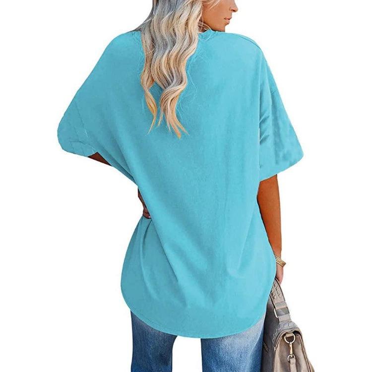 Neues lockeres einfarbiges T-Shirt Europäischer Amerikanischer Stil