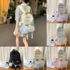 Unisex Nylon Bow Travel Backpack With Color Block Pattern And Compartment Laptop