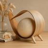 Lampe en feuille de cocotier avec abat-jour en coton