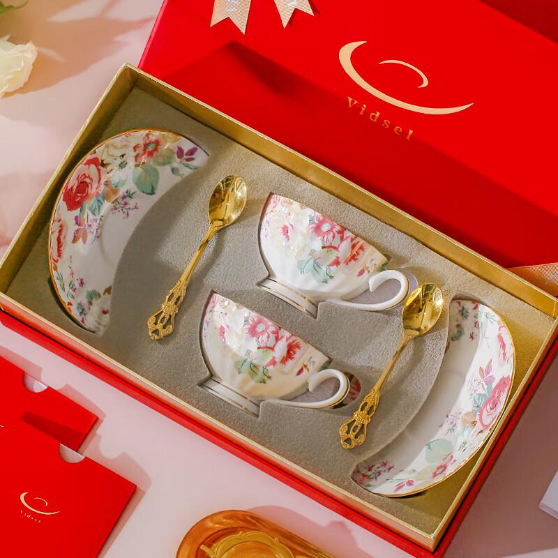 Vidsel Роскошный Цветочный Керамический Кофейный и Чайный Сервиз с Блюдцами