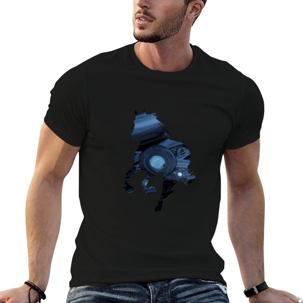 Blaues Pferd T-Shirt Unisex T-Shirt Designer Schwarzes Baumwoll-T-Shirt Einfach Für Unisex Paket Lustige T-Shirts Dunkler Humor T-Shirt