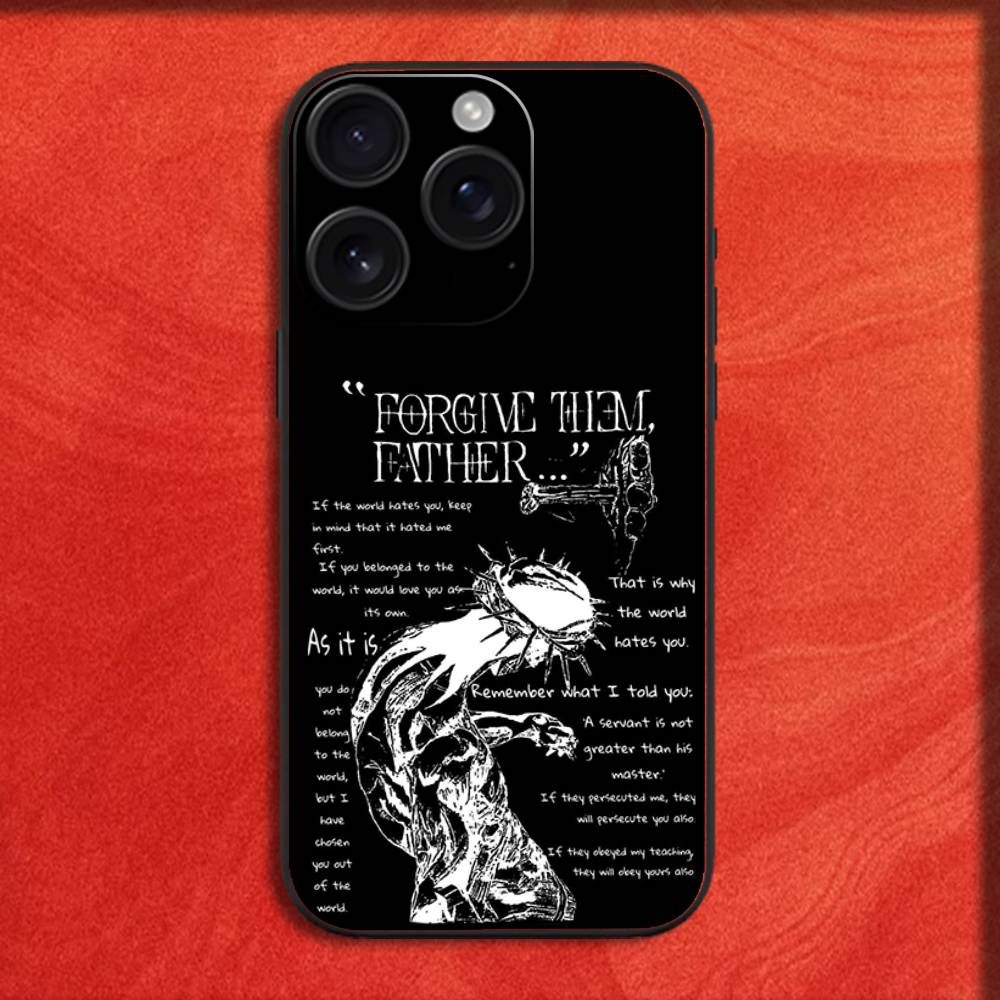 Jesaja Jesus Bibelvers Kreuz Handyhülle Für iPhone 16,15,14,13,12,11,Pro,XS,Max,XR,Plus,E,Mini Schwarze Stoßfeste Hülle