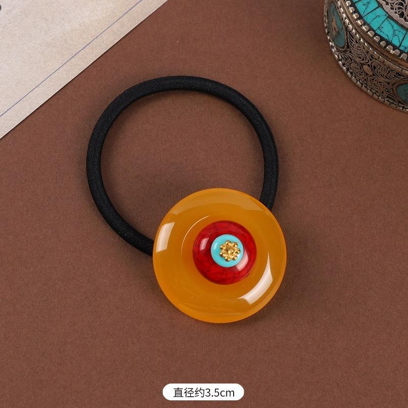 Tibetan Women's Head Flower Headgear Tibetan Hair Rope Rubber Band Tibetan Clothing Accessories Tibetan Dance Performance Xizang Hair Accessories