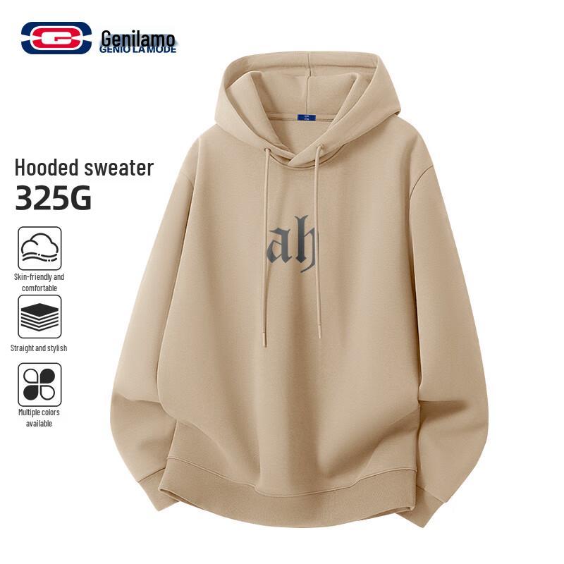 

GENIOLAMODE Men s Letter Print Hooded Sweatshirt L