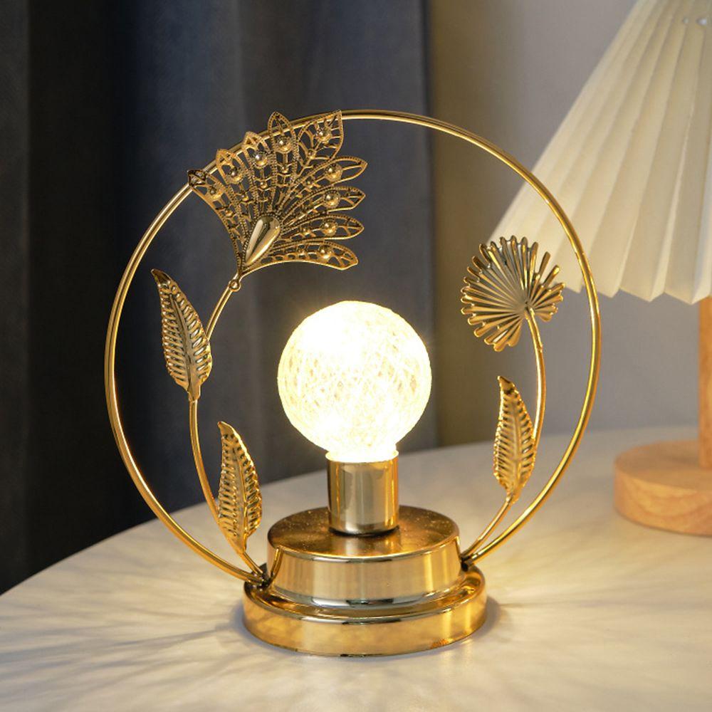 Hollow Out LED Night Light Butterfly/Leaf Shape Decorative Light Metal Table Lamp Home Decor