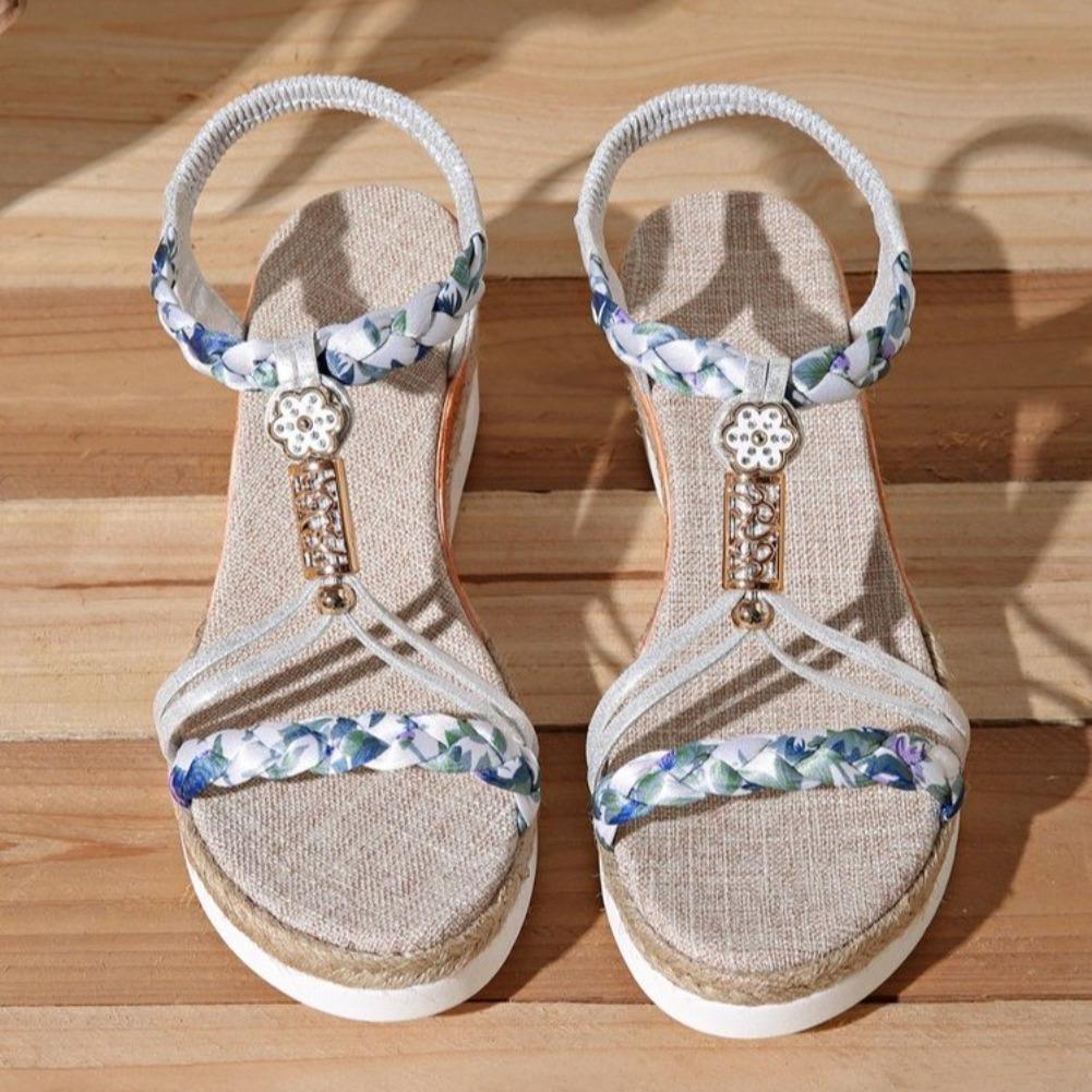 Fashion New Women Fashion Comfortable Outdoor Wedges Shoes Summer 2025 Flower Non Slip Platform Beach Low Heels Sandals Shoes for Women
