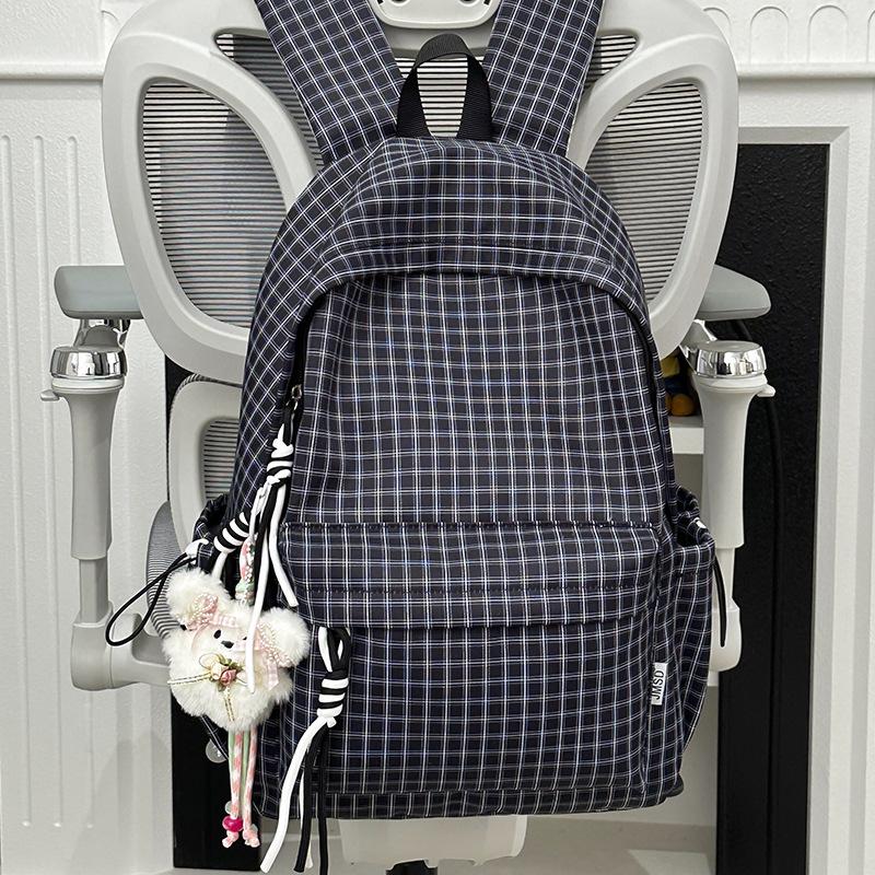 Schoolbag new plaid trend schoolbag female students Japanese versatile students large capacity design sense niche backpack backpack
