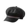 Windproof Octagonal Hat Warm Painter Hat Personality Pu Leather Beret  Autumn