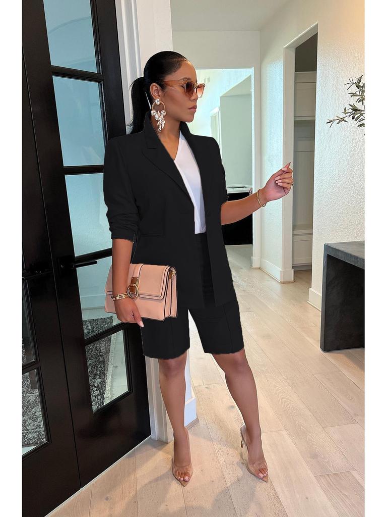 European & American Women's Spring/Summer Casual Suit: Jacket & Shorts Two-Piece Set