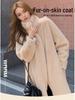 Autumn/Winter Long Stand-Collar Leather and Fur Socialite Wool Coat