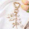 DIY Rhinestone Pendant Zinc Zinc Alloy Bag Charm Trendy Pearl Bow Keychain  Bag Ornament